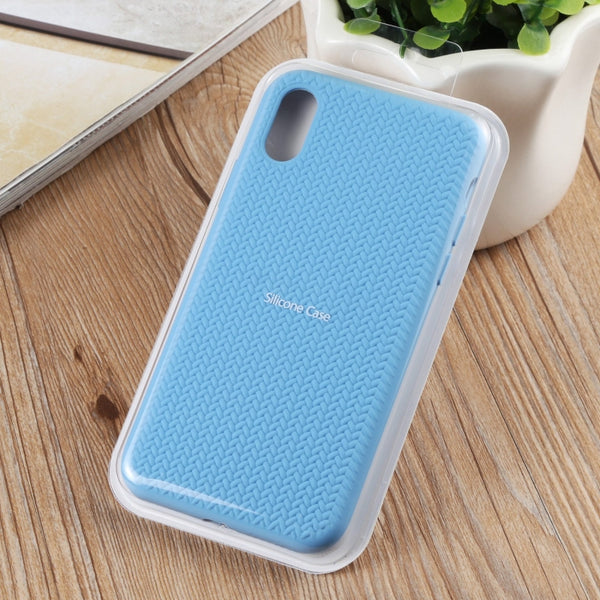 For iPhone XS Max Herringbone Texture Silicone Protective Case(Cornflowerblue)