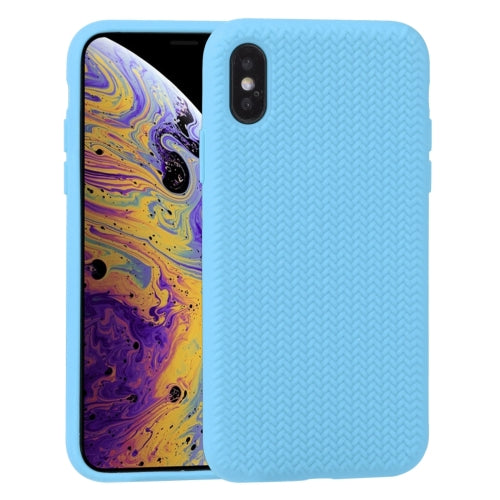 For iPhone XS Max Herringbone Texture Silicone Protective Case(Cornflowerblue)