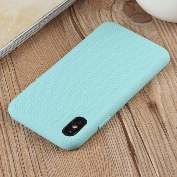 For iPhone XS Max Herringbone Texture Silicone Protective Case(Green Jade)