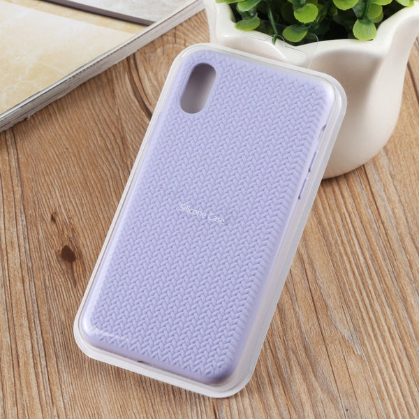 For iPhone XS Max Herringbone Texture Silicone Protective Case(Light Purple)
