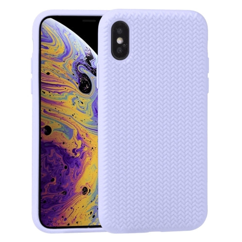 For iPhone XS Max Herringbone Texture Silicone Protective Case(Light Purple)