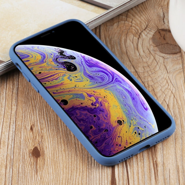 For iPhone XS Max Herringbone Texture Silicone Protective Case(Sea Blue)