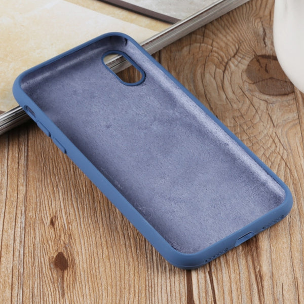 For iPhone XS Max Herringbone Texture Silicone Protective Case(Sea Blue)