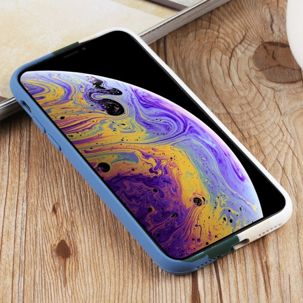 For iPhone XS Max Herringbone Texture Silicone Protective Case(Rainbow Blue)