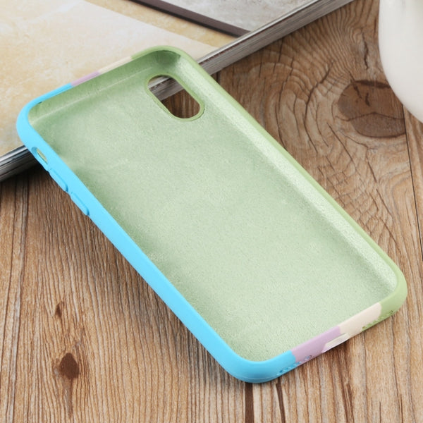 For iPhone XS Max Herringbone Texture Silicone Protective Case(Rainbow Green)