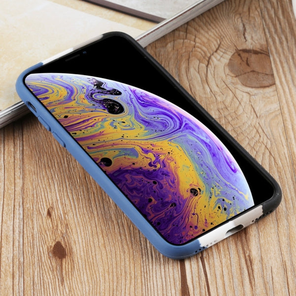 For iPhone XS Max Herringbone Texture Silicone Protective Case(Rainbow Black)