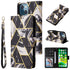 For iPhone 13 mini Marble Bronzing Stitching Horizontal Flip PU Leather Case with Holder &...(Black)