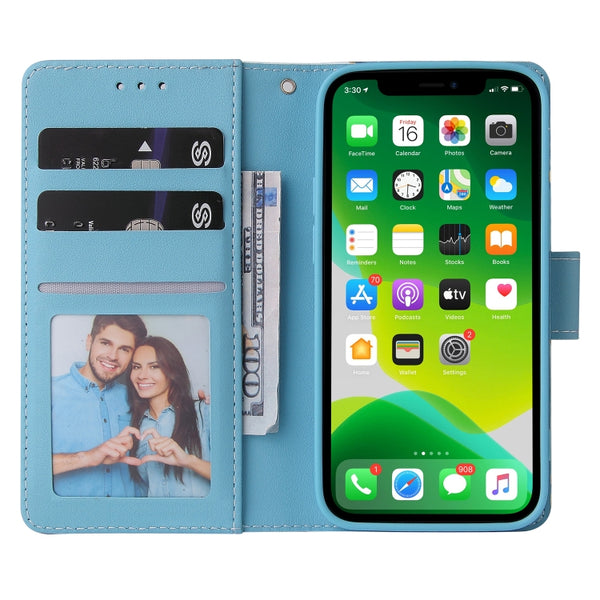 For iPhone 13 mini Marble Bronzing Stitching Horizontal Flip PU Leather Case with Holder & ...(Blue)