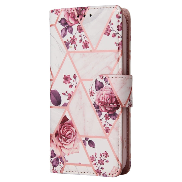 For iPhone 13 mini Marble Bronzing Stitching Horizontal Flip PU Leather Case with Hold...(Rose Gold)