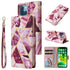 For iPhone 13 Marble Bronzing Stitching Horizontal Flip PU Leather Case with Holder & Car...(Purple)