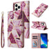 For iPhone 13 Pro Max Marble Bronzing Stitching Horizontal Flip PU Leather Case with Hold...(Purple)