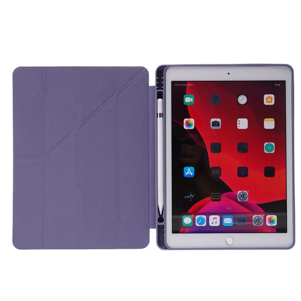 For iPad 10.2 2021 2020 2019 Deformation Transparent Acrylic Horizontal Flip PU Leather Ca...(Black)