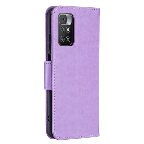 For Xiaomi Redmi 10 Two Butterflies Embossing Pattern Horizontal Flip Leather Case with H...(Purple)