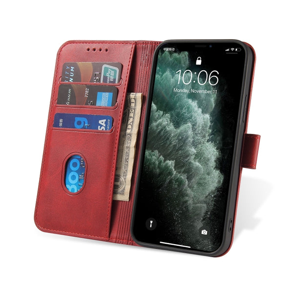 For iPhone 12 mini Calf Texture Buckle Horizontal Flip Leather Case with Holder & Card Slots...(Red)