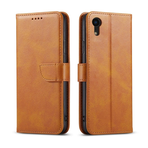 For iPhone XR Calf Texture Buckle Horizontal Flip Leather Case with Holder & Card Slots & ...(Khaki)