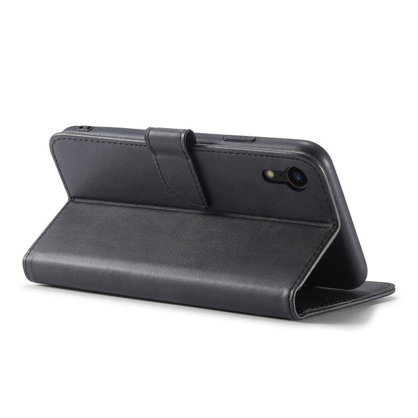 For iPhone XR Calf Texture Buckle Horizontal Flip Leather Case with Holder & Card Slots & ...(Black)