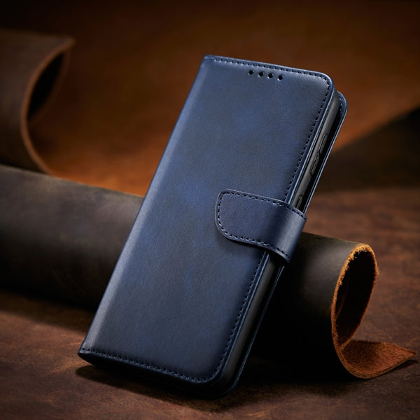 For iPhone XR Calf Texture Buckle Horizontal Flip Leather Case with Holder & Card Slots & W...(Blue)