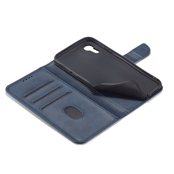 For iPhone XR Calf Texture Buckle Horizontal Flip Leather Case with Holder & Card Slots & W...(Blue)