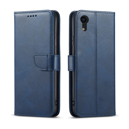 For iPhone XR Calf Texture Buckle Horizontal Flip Leather Case with Holder & Card Slots & W...(Blue)