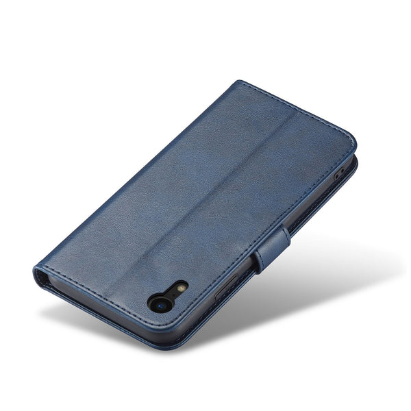 For iPhone XR Calf Texture Buckle Horizontal Flip Leather Case with Holder & Card Slots & W...(Blue)