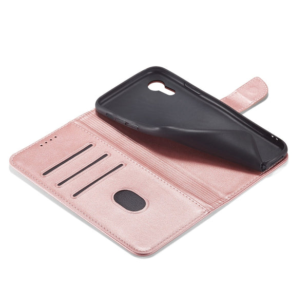 For iPhone XR Calf Texture Buckle Horizontal Flip Leather Case with Holder & Card Slot...(Rose Gold)