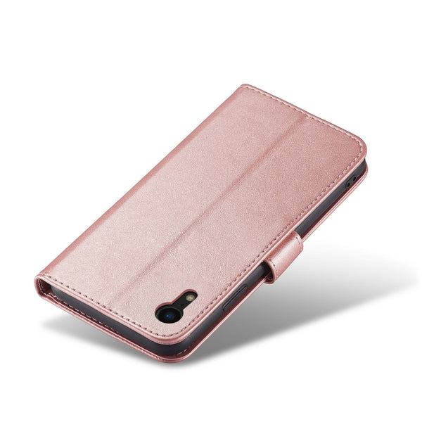 For iPhone XR Calf Texture Buckle Horizontal Flip Leather Case with Holder & Card Slot...(Rose Gold)