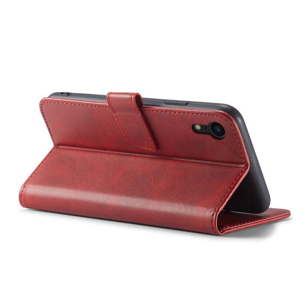 For iPhone XR Calf Texture Buckle Horizontal Flip Leather Case with Holder & Card Slots & Wa...(Red)