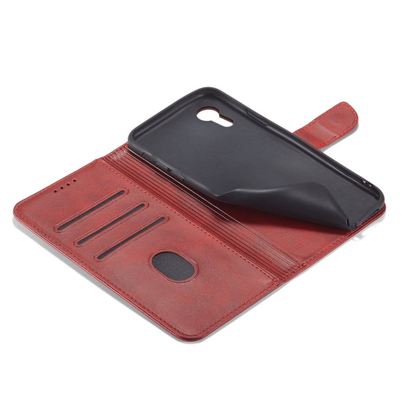 For iPhone XR Calf Texture Buckle Horizontal Flip Leather Case with Holder & Card Slots & Wa...(Red)