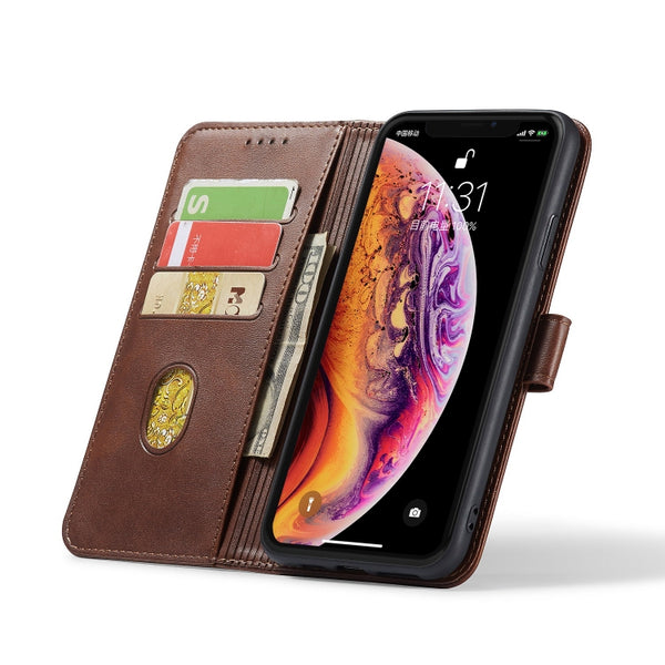 For iPhone XR Calf Texture Buckle Horizontal Flip Leather Case with Holder & Card Slots & ...(Brown)