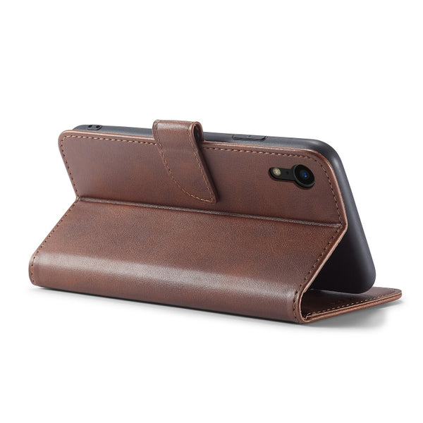 For iPhone XR Calf Texture Buckle Horizontal Flip Leather Case with Holder & Card Slots & ...(Brown)