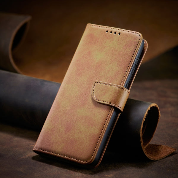 For Samsung Galaxy S10 Calf Texture Buckle Horizontal Flip Leather Case with Holder & Card...(Khaki)