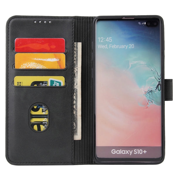 For Samsung Galaxy S10 Calf Texture Buckle Horizontal Flip Leather Case with Holder & Card...(Black)