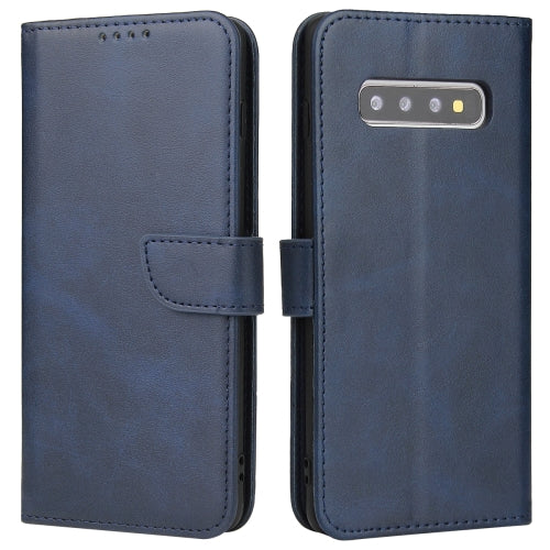 For Samsung Galaxy S10 Calf Texture Buckle Horizontal Flip Leather Case with Holder & Card ...(Blue)