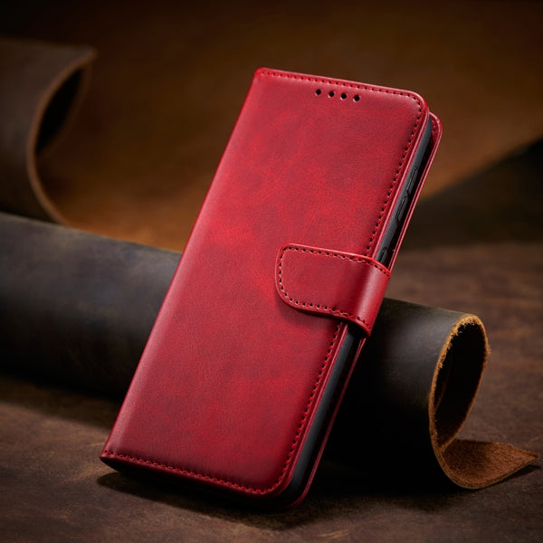 For Samsung Galaxy S10 Calf Texture Buckle Horizontal Flip Leather Case with Holder & Card S...(Red)