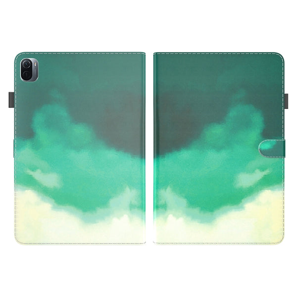 For Xiaomi Mi Pad 5 5 Pro Voltage Watercolor Pattern Skin Feel Magnetic Horizontal Fl...(Cyan Green)