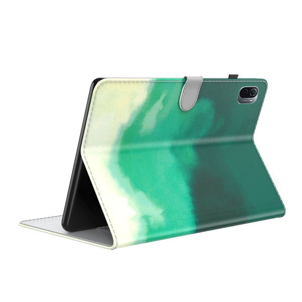 For Xiaomi Mi Pad 5 5 Pro Voltage Watercolor Pattern Skin Feel Magnetic Horizontal Fl...(Cyan Green)