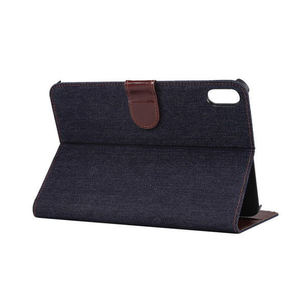 For iPad mini 6 Denim Texture PC Horizontal Flip Leather Protective Tablet Case, with Hold...(Black)