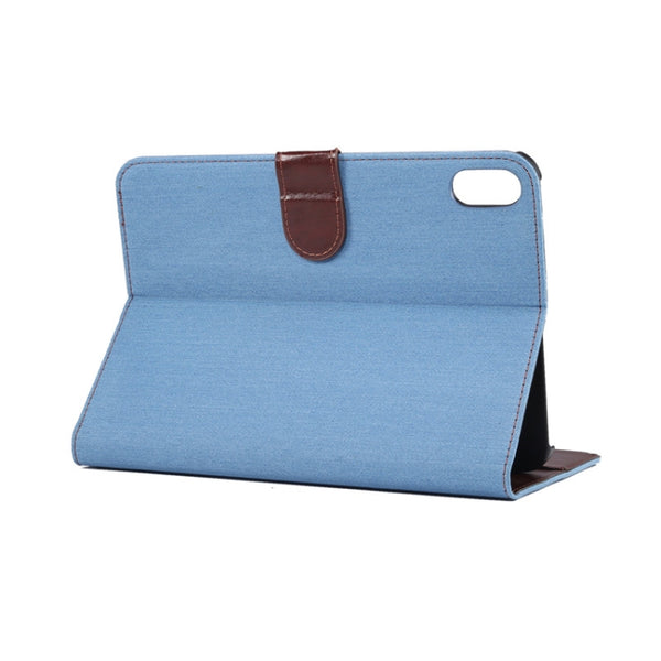 For iPad mini 6 Denim Texture PC Horizontal Flip Leather Protective Tablet Case, with...(Light Blue)