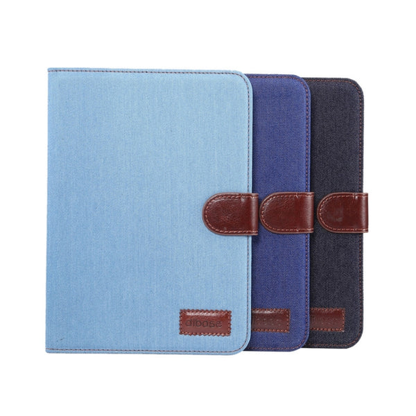 For iPad mini 6 Denim Texture PC Horizontal Flip Leather Protective Tablet Case, with...(Light Blue)