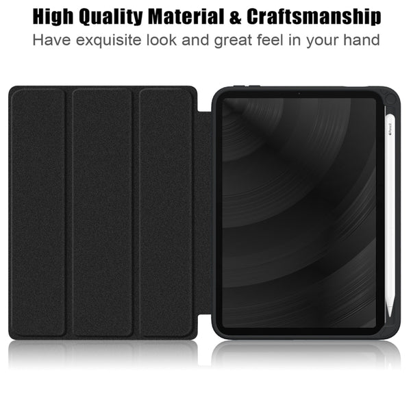 For iPad mini 6 Solid Color TPU Acrylic Horizontal Flip Leather Tablet Case with Three-fol...(Black)
