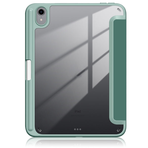 For iPad mini 6 Solid Color TPU Acrylic Horizontal Flip Leather Tablet Case with Thre...(Dark Green)