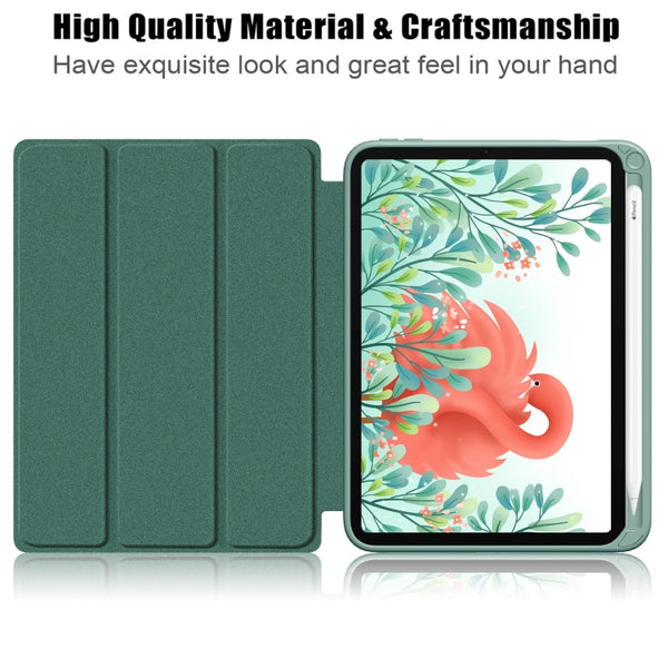 For iPad mini 6 Solid Color TPU Acrylic Horizontal Flip Leather Tablet Case with Thre...(Dark Green)