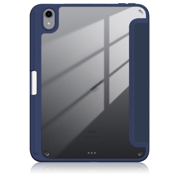 For iPad mini 6 Solid Color TPU Acrylic Horizontal Flip Leather Tablet Case with Three...(Dark Blue)