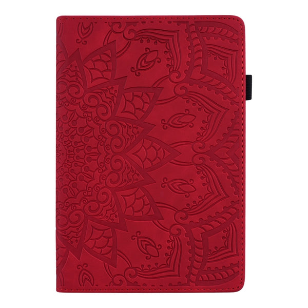 For Xiaomi Mi Pad 5 5 Pro Calf Pattern Double Folding Design Embossed Leather Case with Hold...(Red)