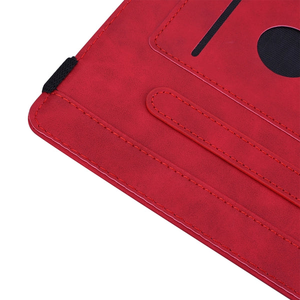 For Xiaomi Mi Pad 5 5 Pro Calf Pattern Double Folding Design Embossed Leather Case with Hold...(Red)