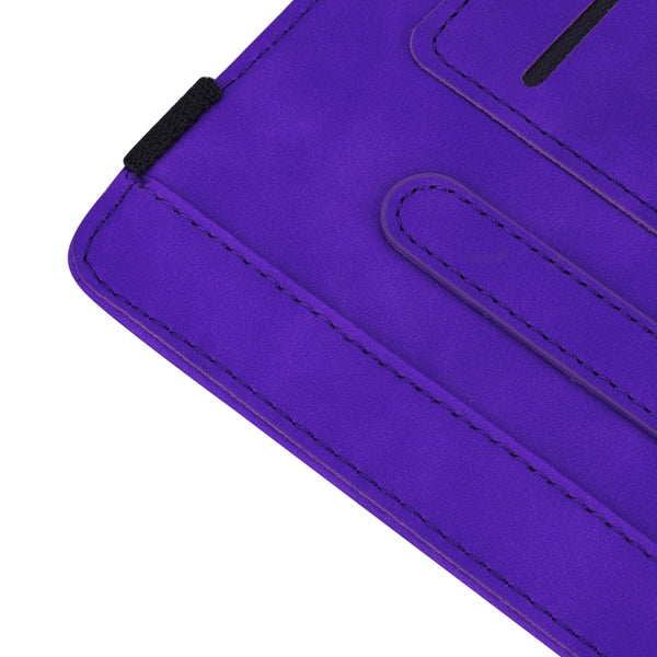 For Xiaomi Mi Pad 5 5 Pro Calf Pattern Double Folding Design Embossed Leather Case with H...(Purple)