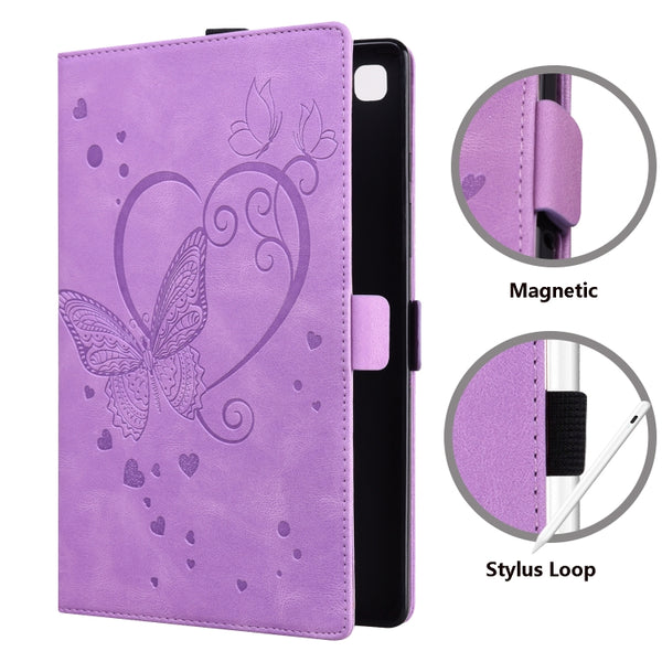 For Xiaomi Pad 5 Pad 5 Pro Love Butterfly Pattern Horizontal Flip Leather Case with Holde...(Purple)