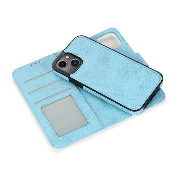 For iPhone 13 mini Retro 2 in 1 Detachable Magnetic Horizontal Flip TPU PU Leather Case...(Sky Blue)