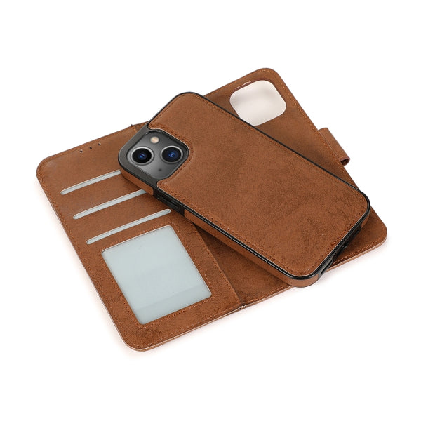 For iPhone 13 mini Retro 2 in 1 Detachable Magnetic Horizontal Flip TPU PU Leather Case wi...(Brown)