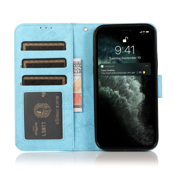 For iPhone 13 Pro Max Retro 2 in 1 Detachable Magnetic Horizontal Flip TPU PU Leather C...(Sky Blue)